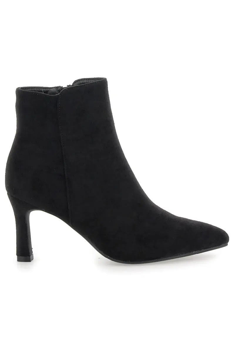 Stivaletti neri con tacco a spillo effetto scamosciato The First P625 [NERO]