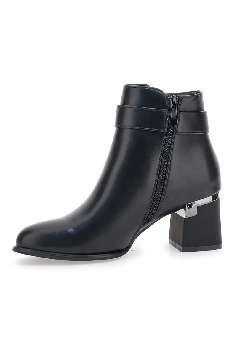 Stivaletti neri con tacco medio e cinturino gioiello The First P619 [NERO] miniatura 4