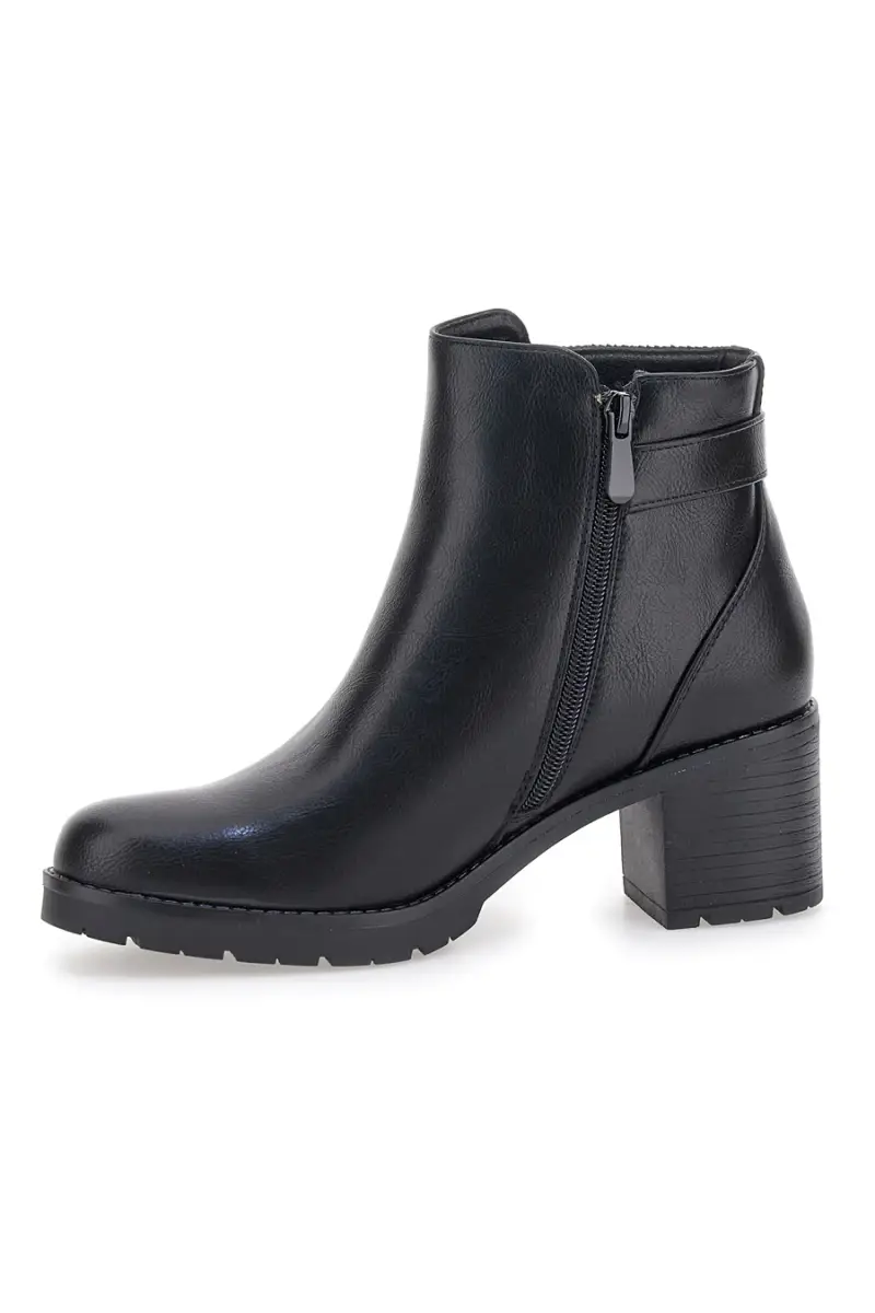 Stivaletti neri con tacco medio ed elastico laterale The First P628 [NERO] miniatura 4