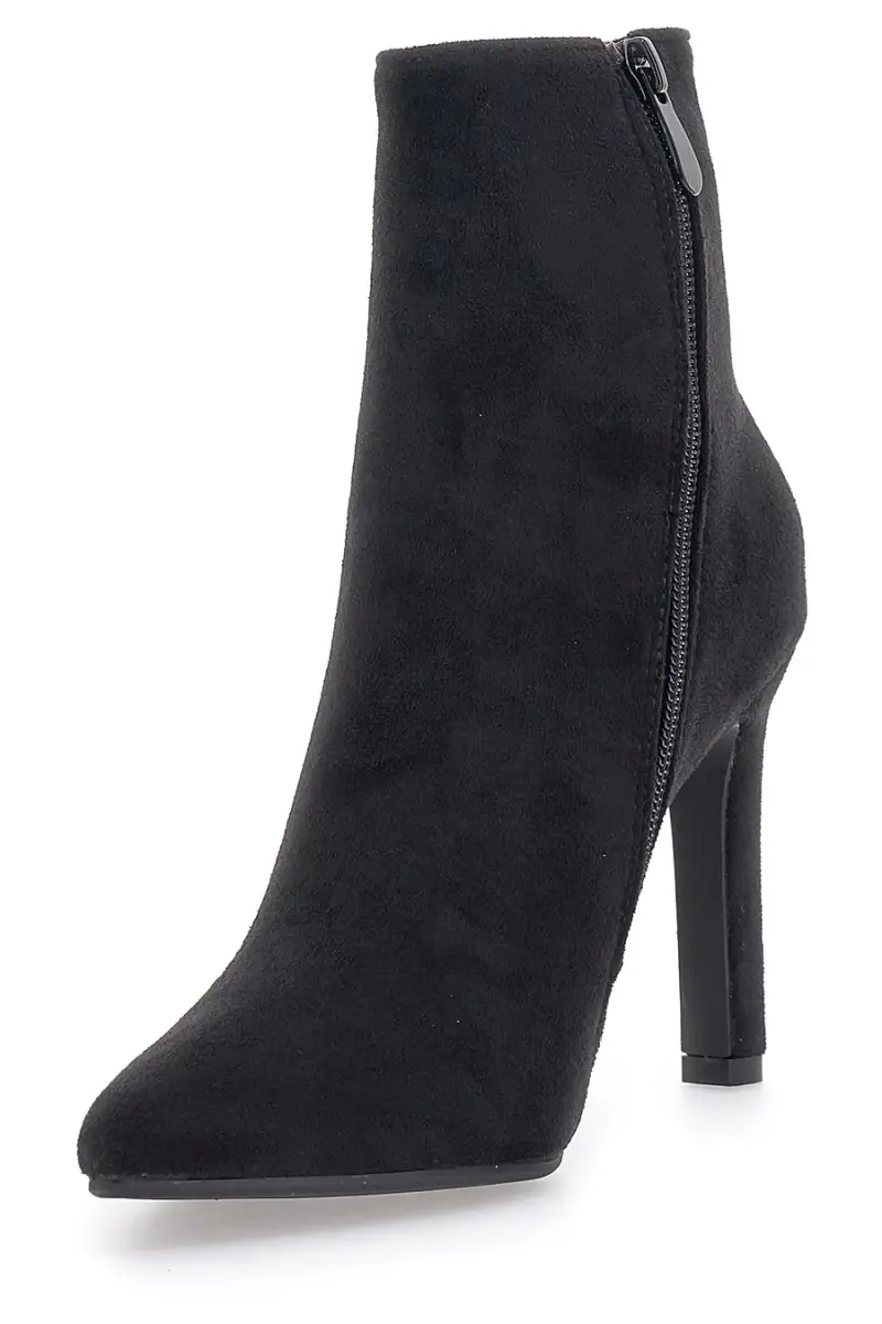 Stivaletti Neri Effetto Suede Con Tacco 10 cm THE FIRST 486 [NERO] miniatura 3