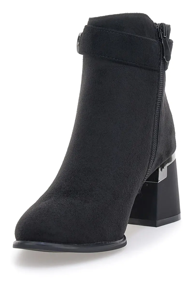 Stivaletti Tronchetti neri con tacco squadrato The First P618 [NERO] miniatura 3