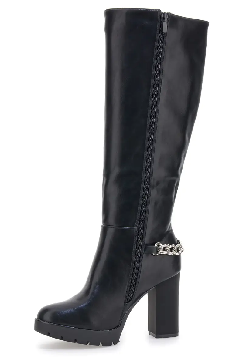 Stivali Neri Alti con Catena Decorativa THE FIRST H262534 [NERO] miniatura 4