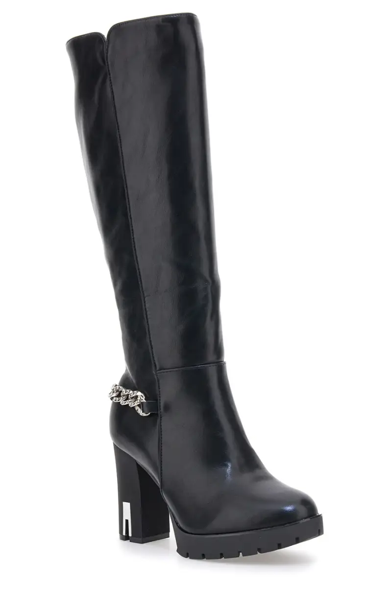 Stivali Neri Alti con Catena Decorativa THE FIRST H262534 [NERO] miniatura 2