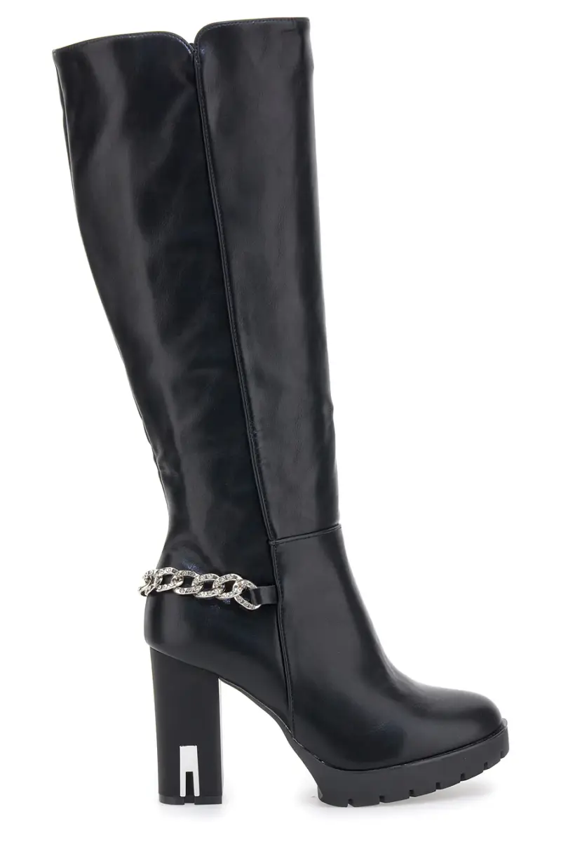 Stivali Neri Alti con Catena Decorativa THE FIRST H262534 [NERO]