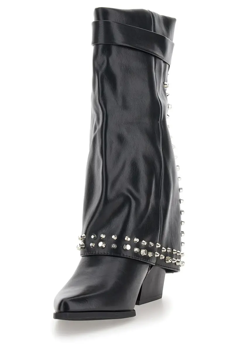 Stivali neri con borchie e fibbia decorativa The First P609 [NERO] miniatura 3