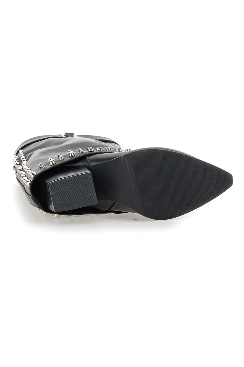 Stivali neri con borchie e fibbia decorativa The First P609 [NERO] miniatura 5