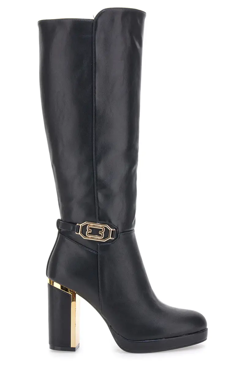 Stivali Neri con Cinturino Decorativo The First RQ23WT6 [NERO]