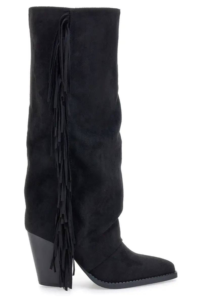 Stivali neri con tacco e frange The First P639 [NERO] miniatura 3