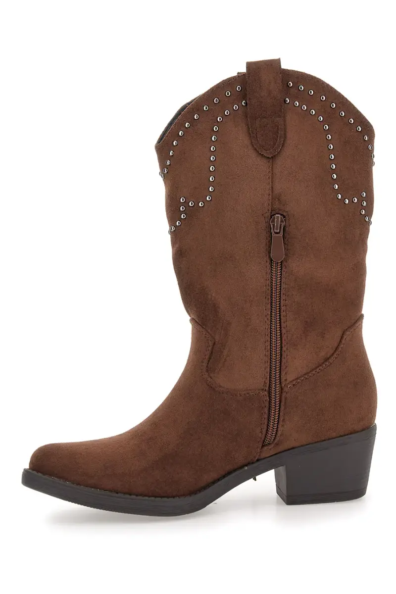 Stivali texani marroni con frange e borchie The First P637 [MARRONE] miniatura 4