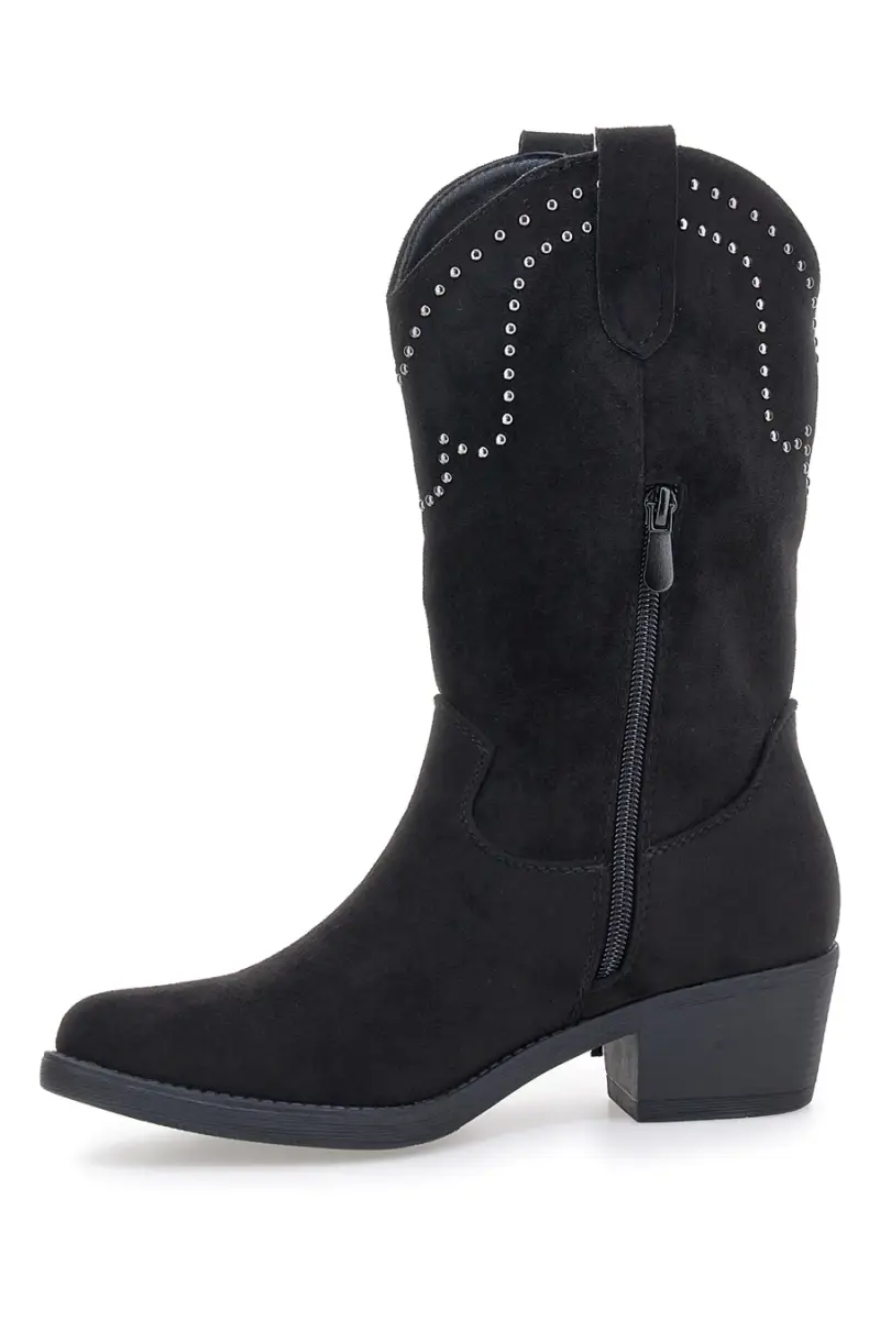 Stivali texani neri con frange e borchie The First P637 [NERO] miniatura 4