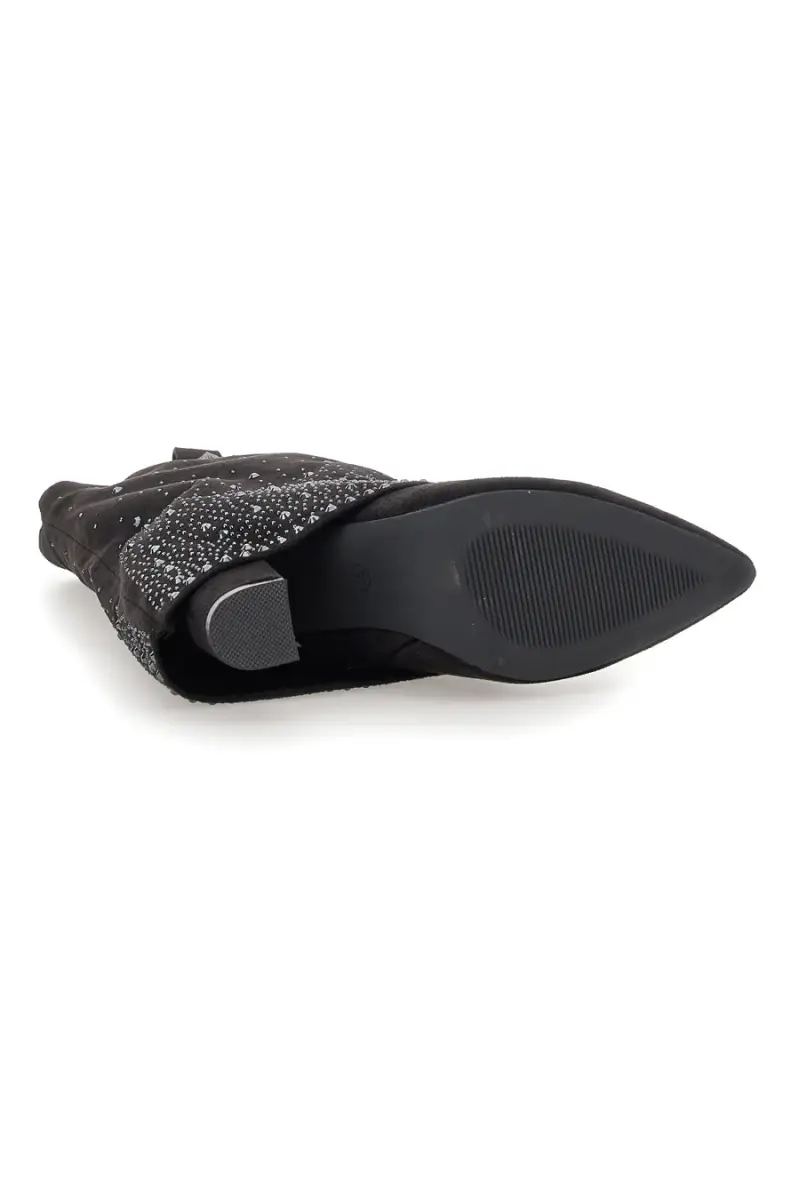 Stivali texani neri con tacco alto e strass The First P606 [NERO] miniatura 5