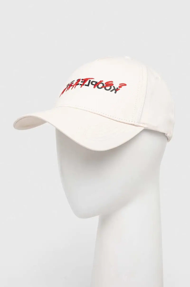 berretto da baseball in cotone colore beige con applicazione