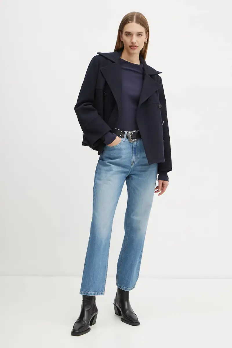 cappotto in lana colore blu navy FMAN29001K miniatura 2