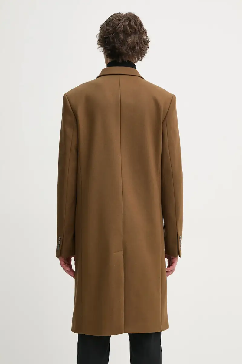 cappotto in lana colore marrone HMAN29007K miniatura 3