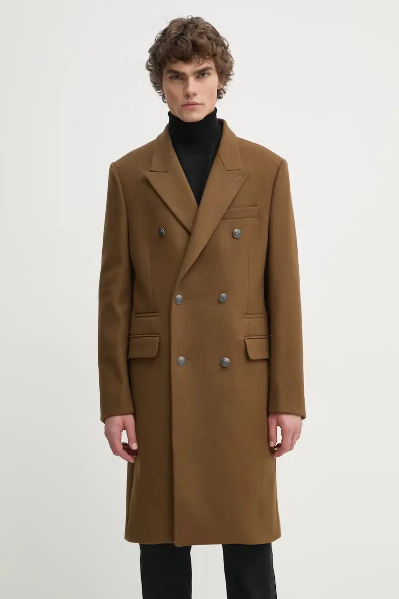 cappotto in lana colore marrone HMAN29007K