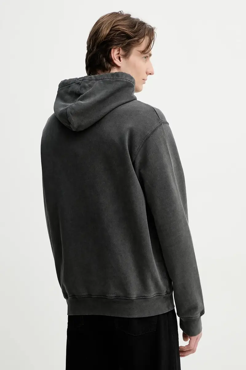 felpa in cotone uomo colore grigio con cappuccio HSWE30013K miniatura 3