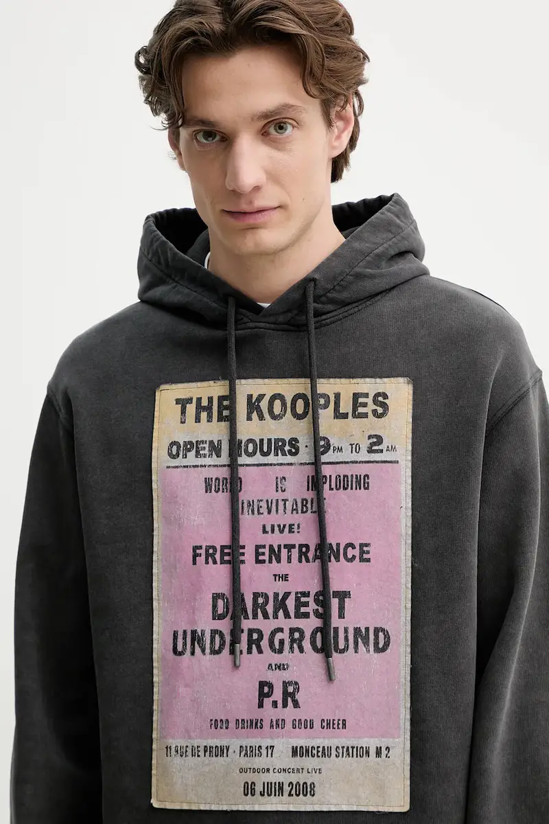 felpa in cotone uomo colore grigio con cappuccio HSWE30013K miniatura 4