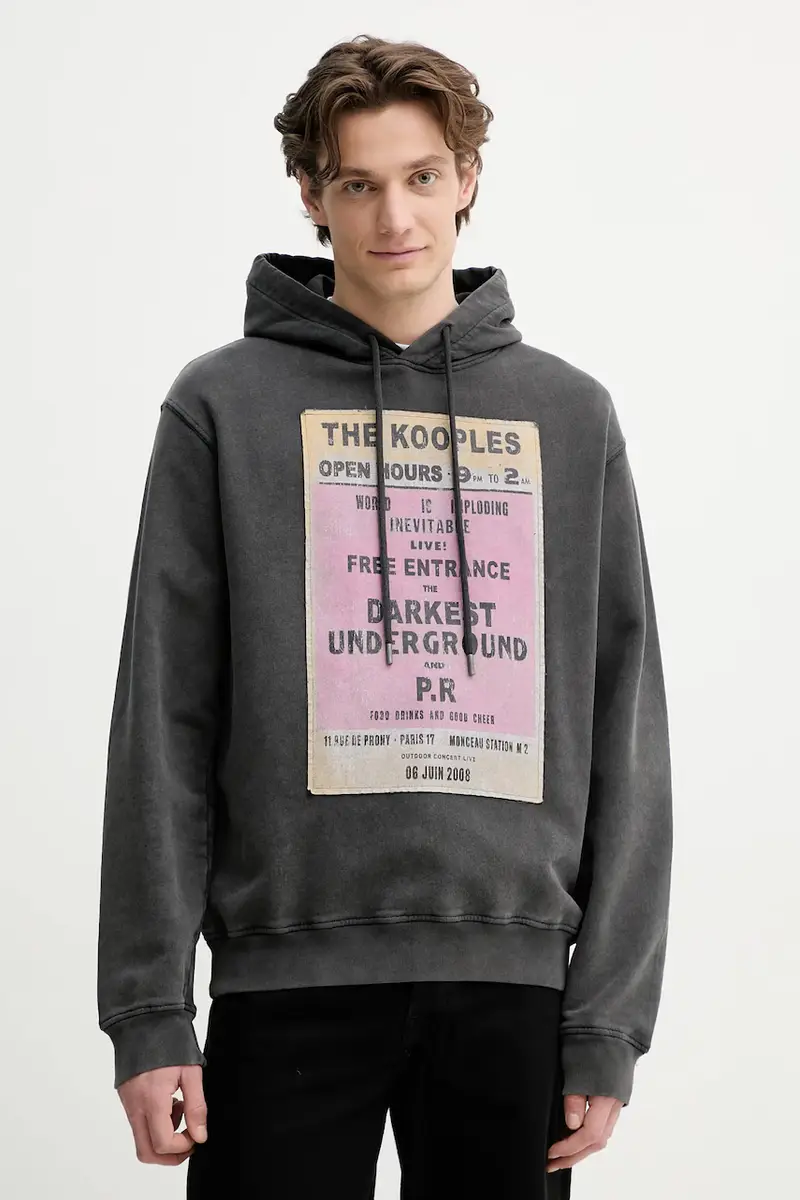 felpa in cotone uomo colore grigio con cappuccio HSWE30013K