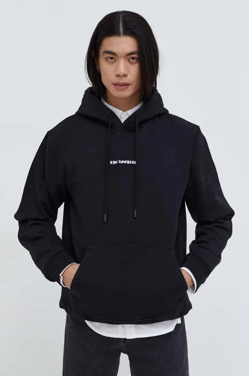 felpa in cotone uomo colore nero con cappuccio