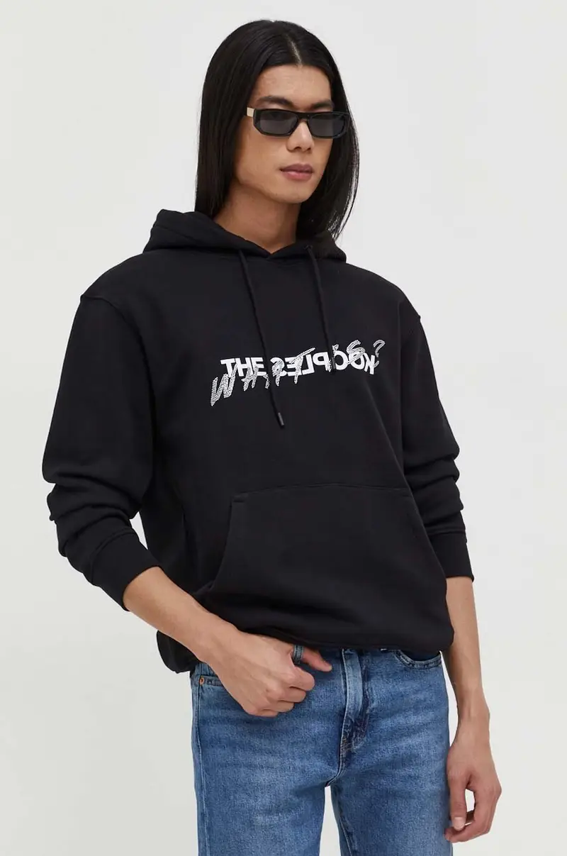 felpa in cotone uomo colore nero con cappuccio miniatura 4