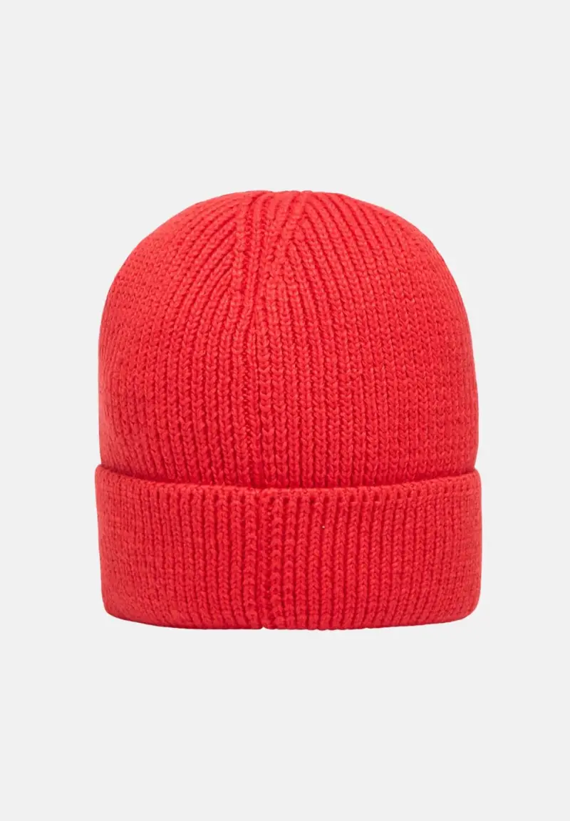 Berretto rosso per uomo e donna con risvolto e logo box TNF miniatura 2