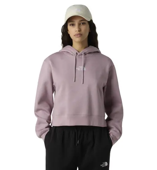 Essential Crop Hoddie W - felpa con cappuccio - donna Light Rose