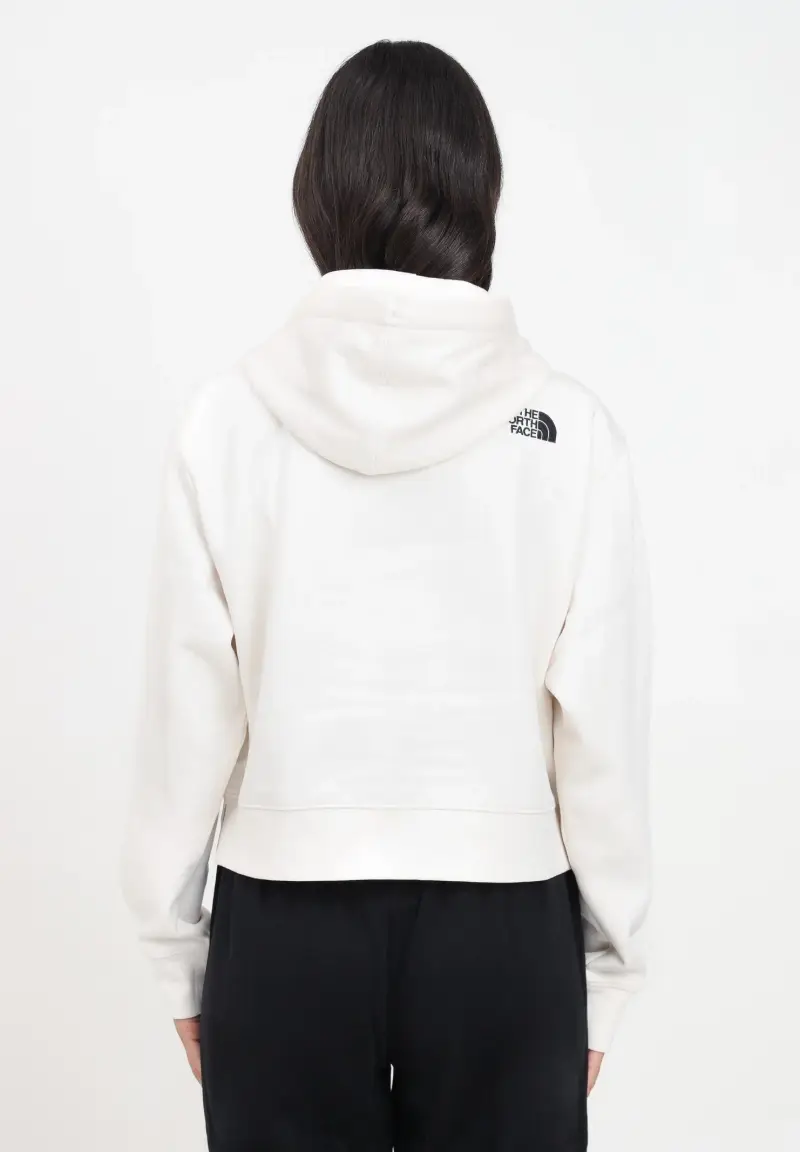 Felpa con cappuccio Essential Crop bianca da donna miniatura 3