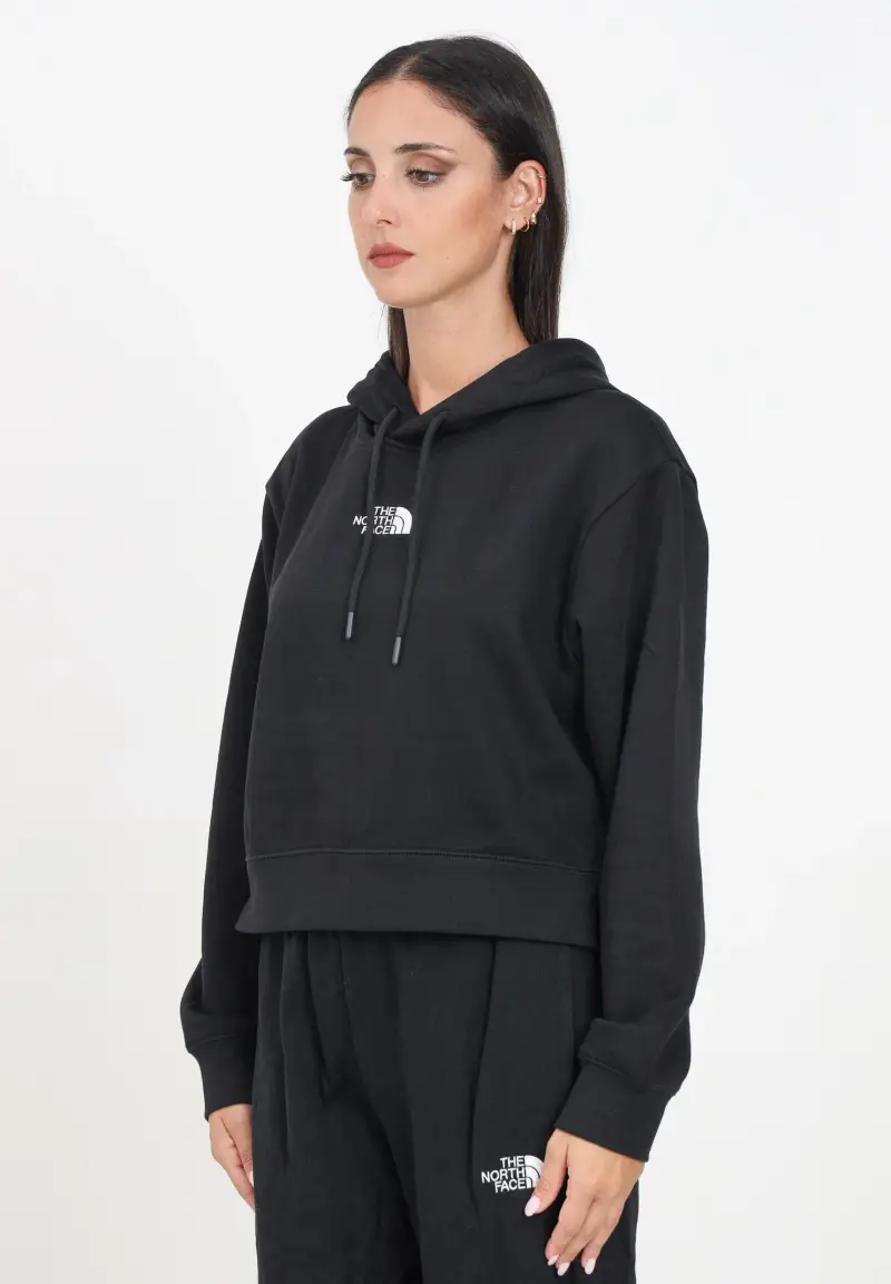 Felpa con cappuccio Essential Crop nera da donna