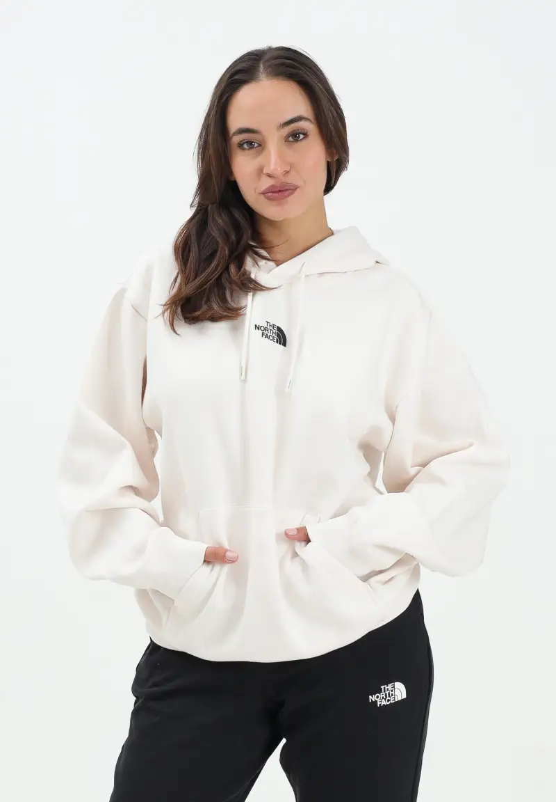 Felpa con cappuccio Essential panna da donna miniatura 2