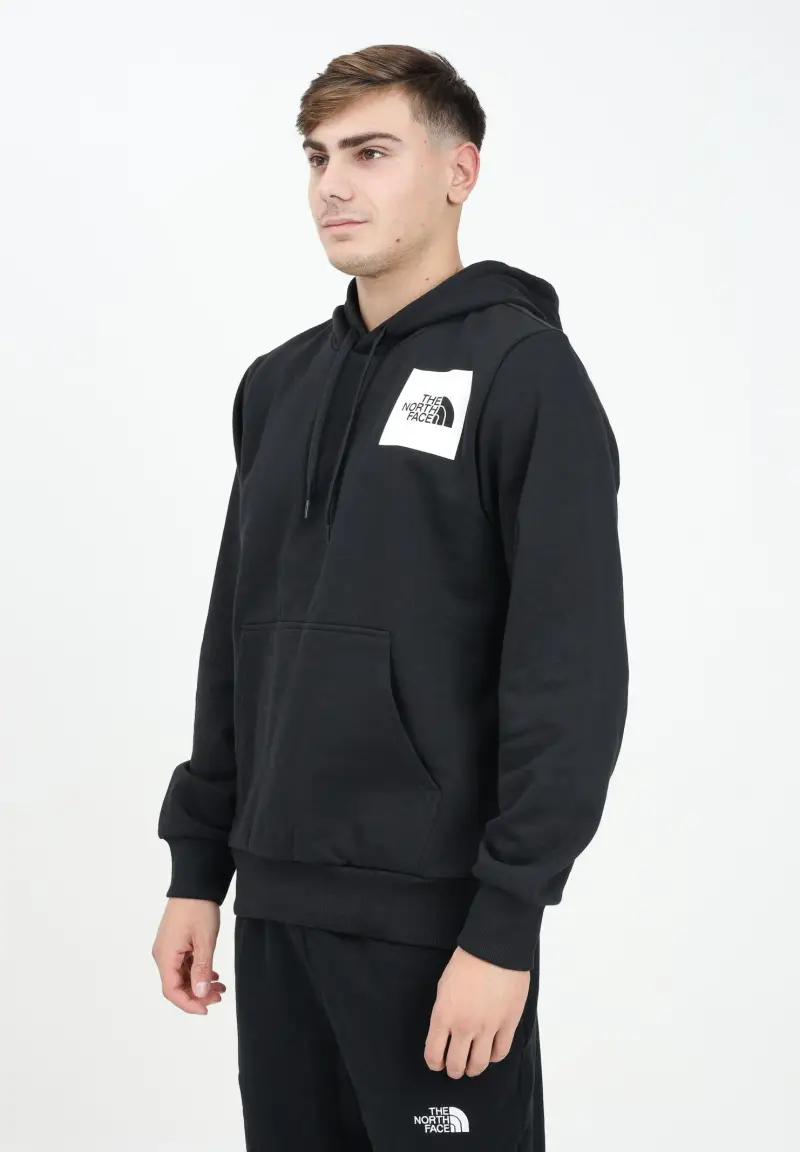 Felpa con cappuccio Fine nera da uomo