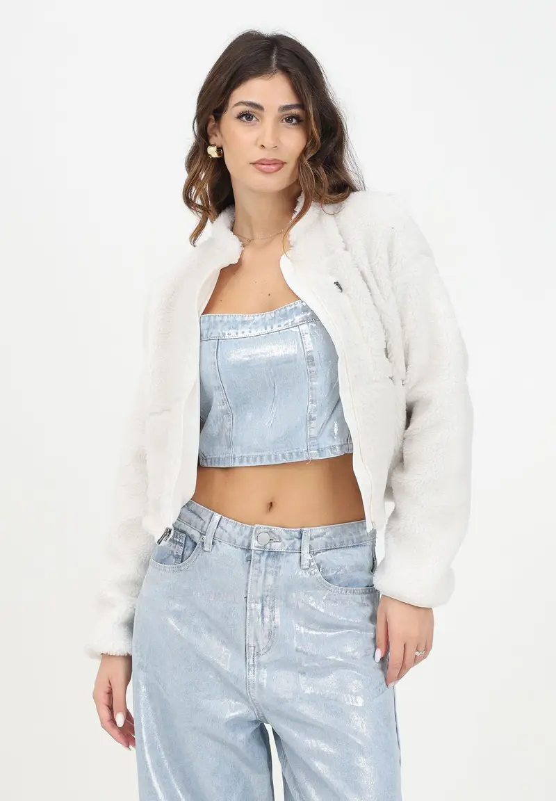 Felpa con zip Extreme Pile bianca da donna miniatura 2