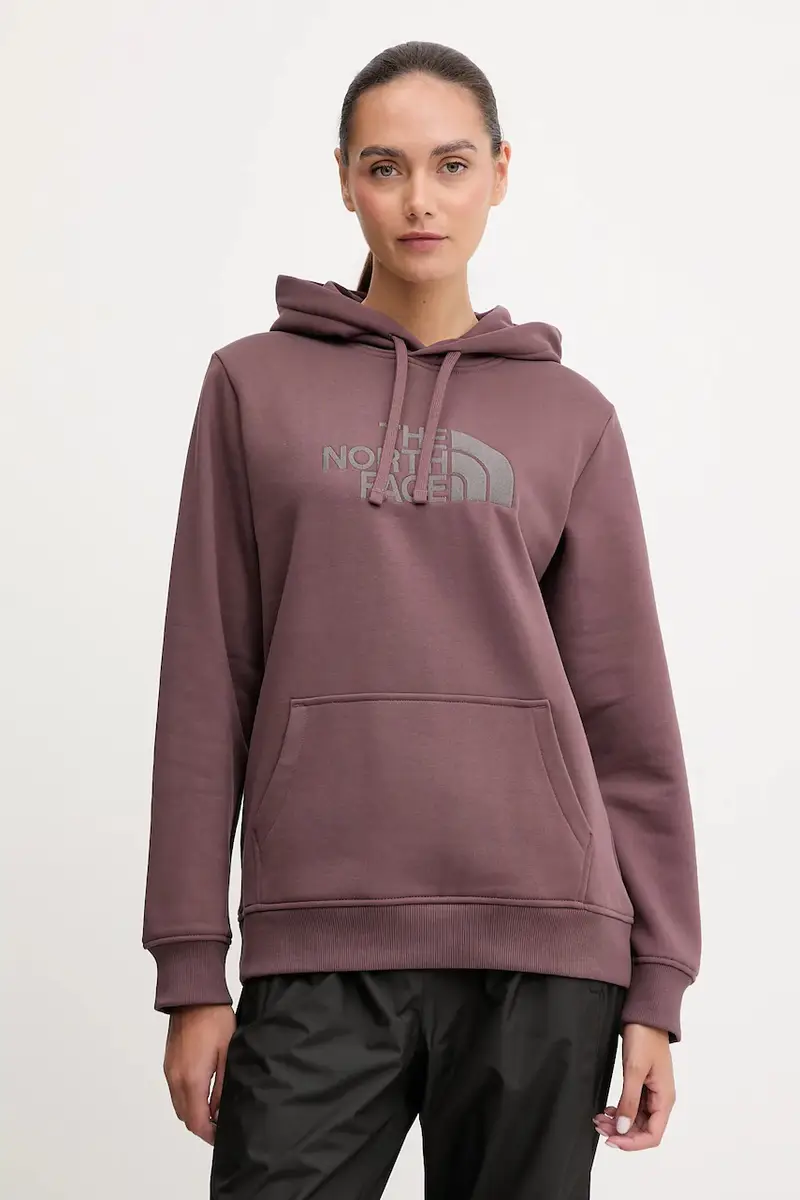 felpa Drew Peak donna colore granata con cappuccio con applicazione NF0A89EHDUK1