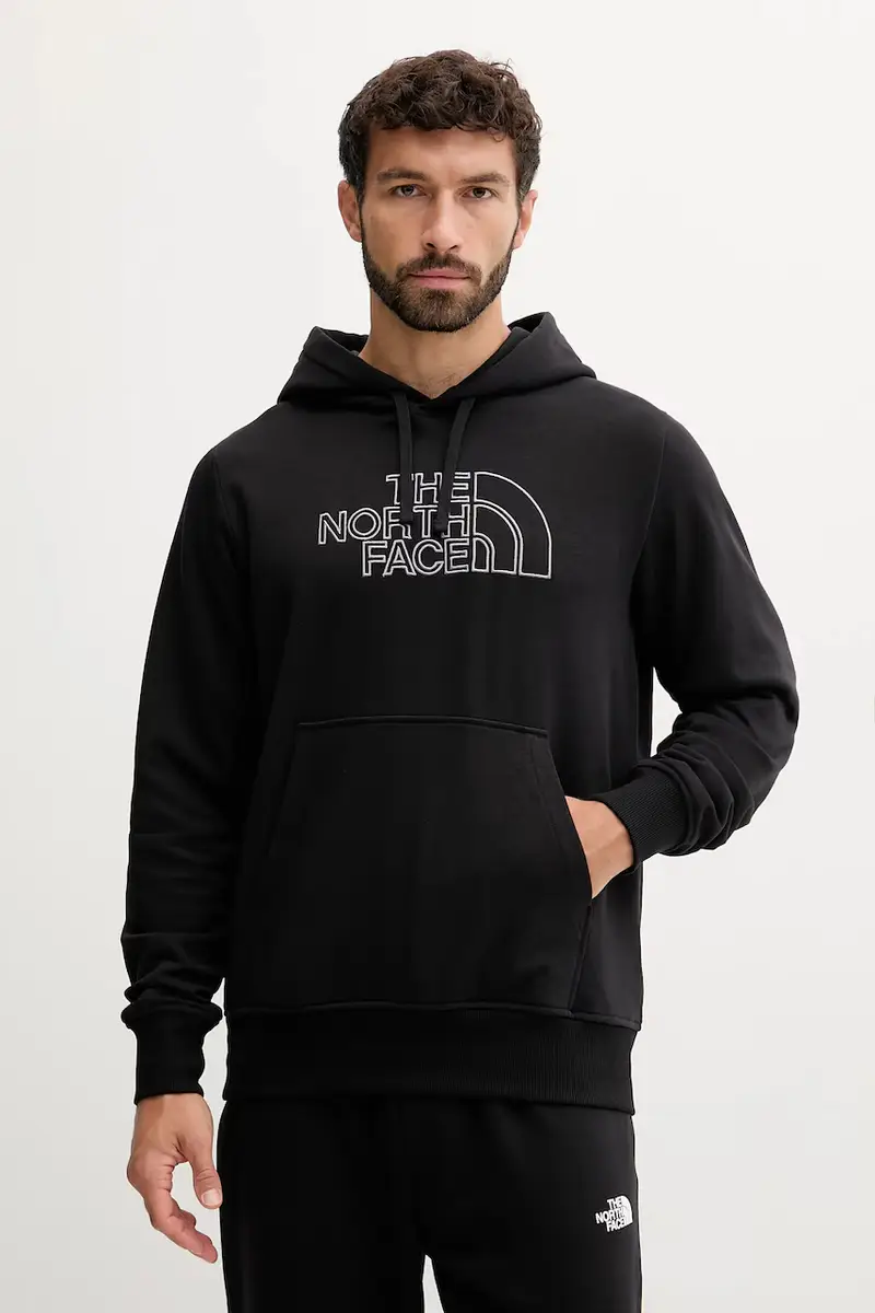 felpa Drew Peak Light uomo colore nero con cappuccio con applicazione NF0A8C1BWOO1