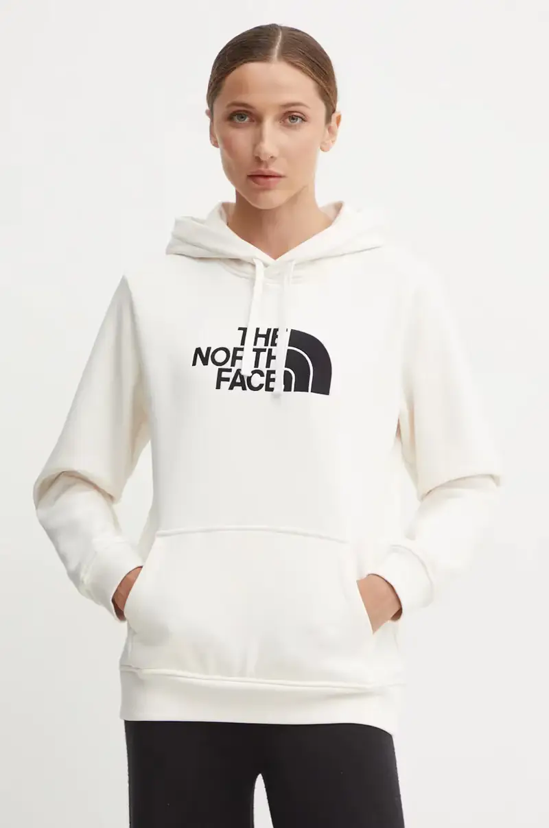 felpa Drew Peak Pullover Hoodie donna colore beige con cappuccio con applicazione NF0A89EHQLI1