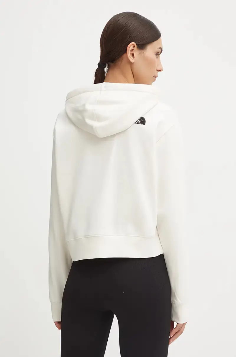 felpa Essential Crop Hoodie donna colore beige con cappuccio NF0A89EXQLI1 miniatura 3