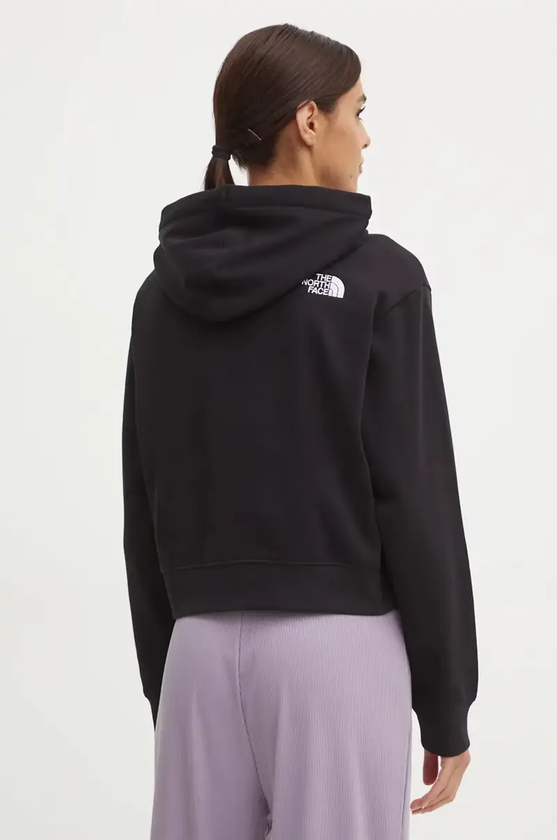 felpa Essential Crop Hoodie donna colore nero con cappuccio con applicazione NF0A89EXJK31 miniatura 3