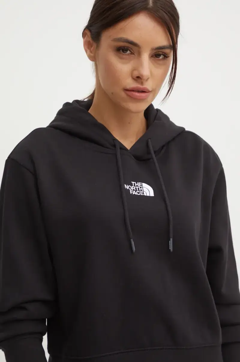 felpa Essential Crop Hoodie donna colore nero con cappuccio con applicazione NF0A89EXJK31 miniatura 4