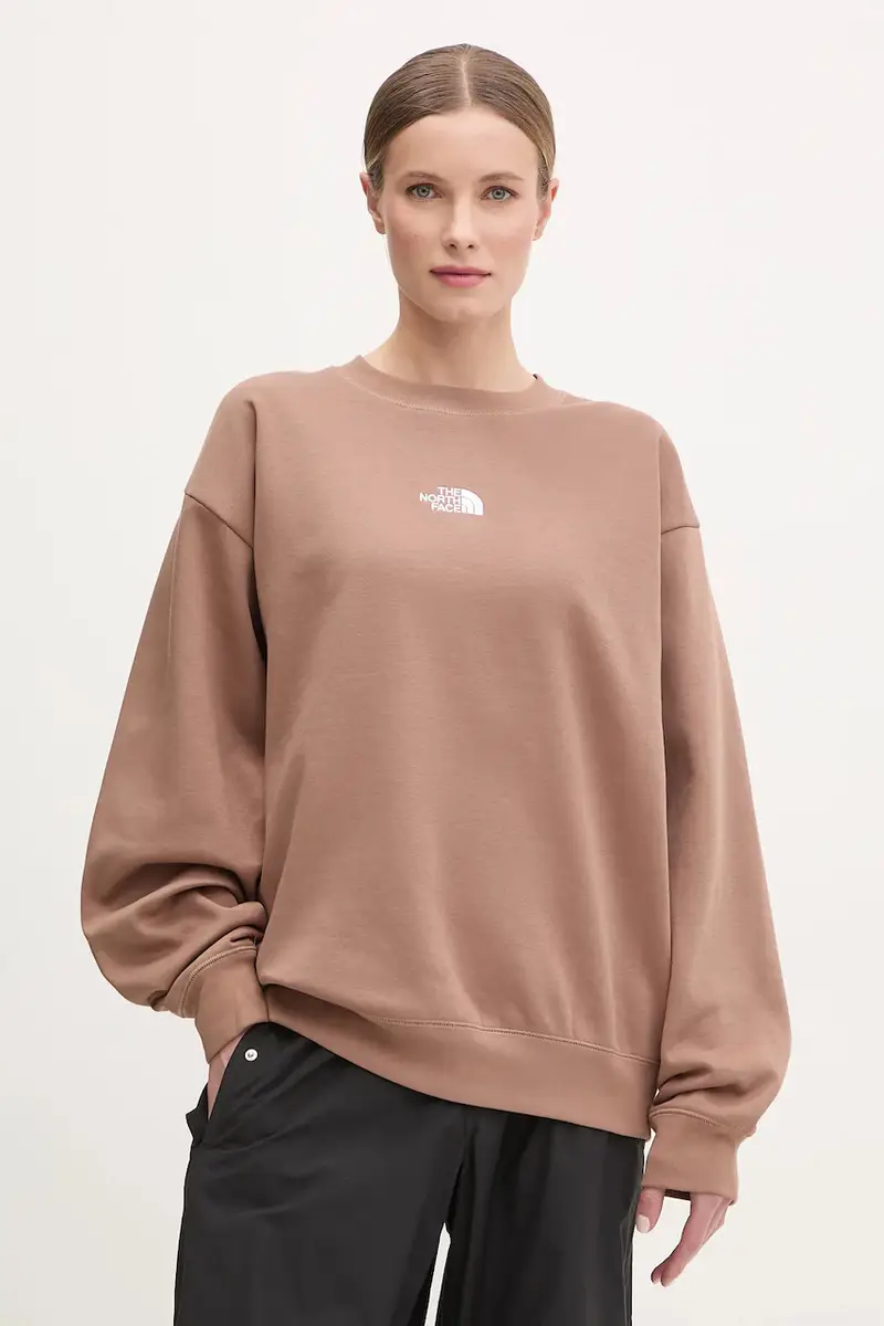 felpa Essential donna colore marrone con applicazione NF0A89EP6IH1