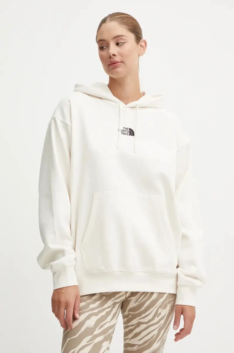 felpa Essential Hoodie donna colore beige con cappuccio NF0A89ENQLI1