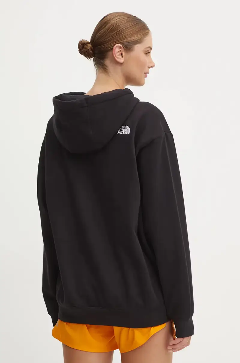 felpa Essential Hoodie donna colore nero con cappuccio con applicazione NF0A89ENJK31 miniatura 3
