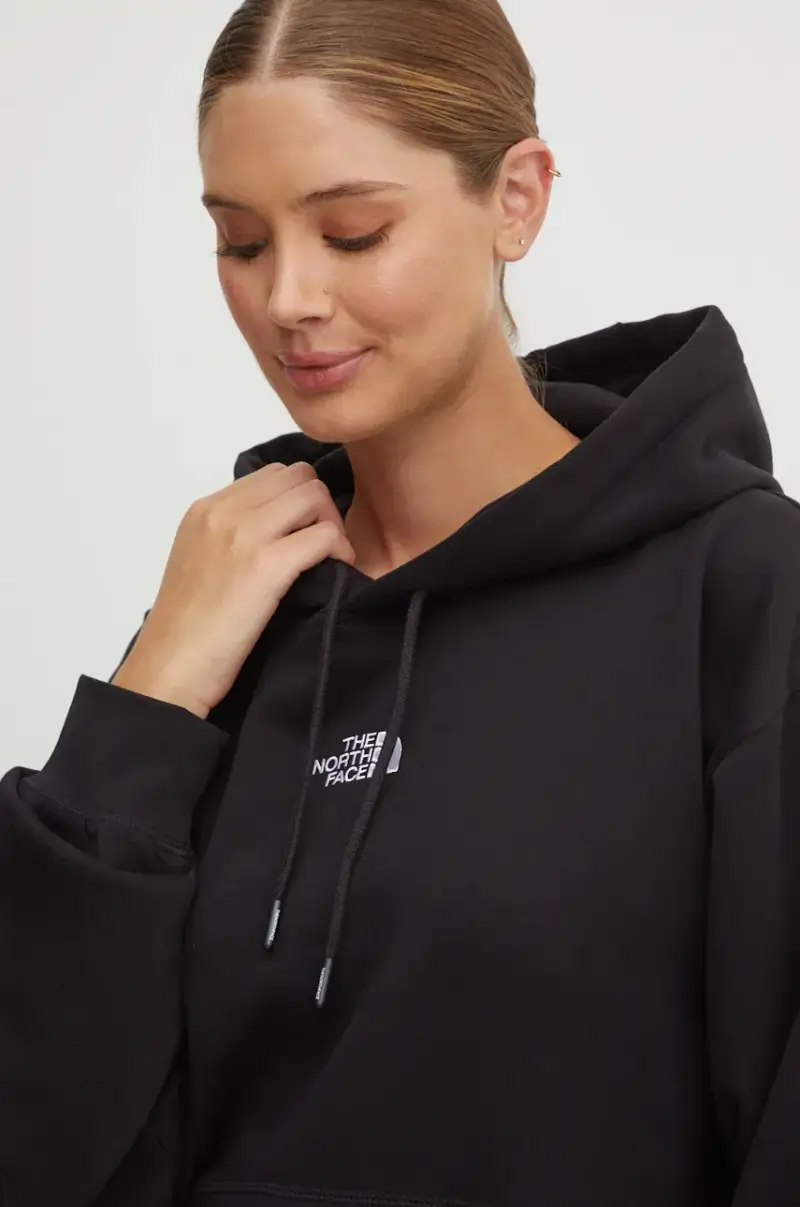 felpa Essential Hoodie donna colore nero con cappuccio con applicazione NF0A89ENJK31 miniatura 4