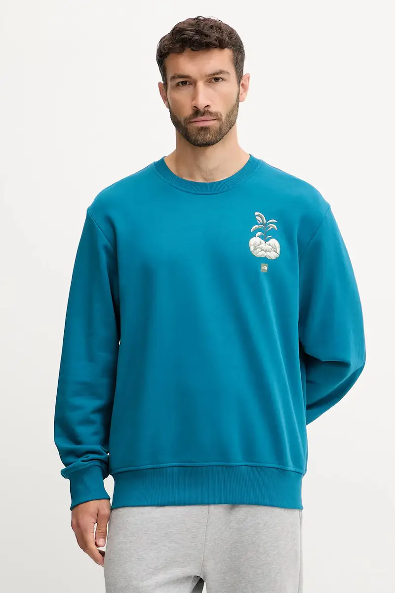 felpa in cotone Connect Relaxed uomo colore turchese NF0A8E3ZBSI1 miniatura 3