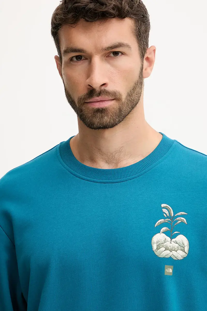 felpa in cotone Connect Relaxed uomo colore turchese NF0A8E3ZBSI1 miniatura 4