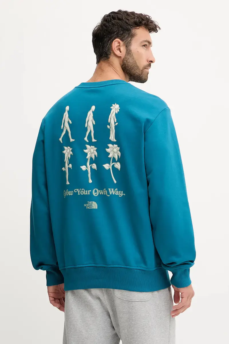 felpa in cotone Connect Relaxed uomo colore turchese NF0A8E3ZBSI1