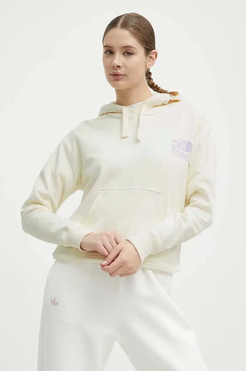 felpa in cotone donna colore beige con cappuccio NF0A87DYQLI1 miniatura 3