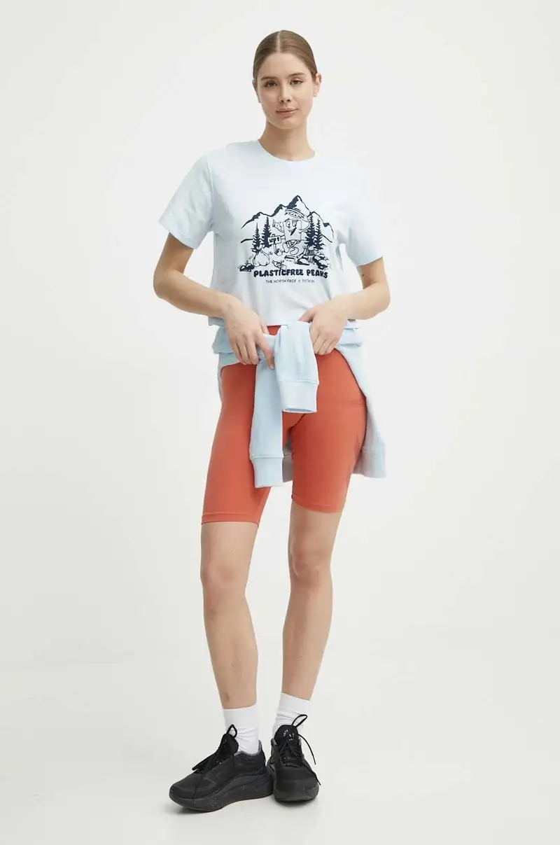 felpa in cotone donna colore blu con cappuccio NF0A87DYO0R1 miniatura 2