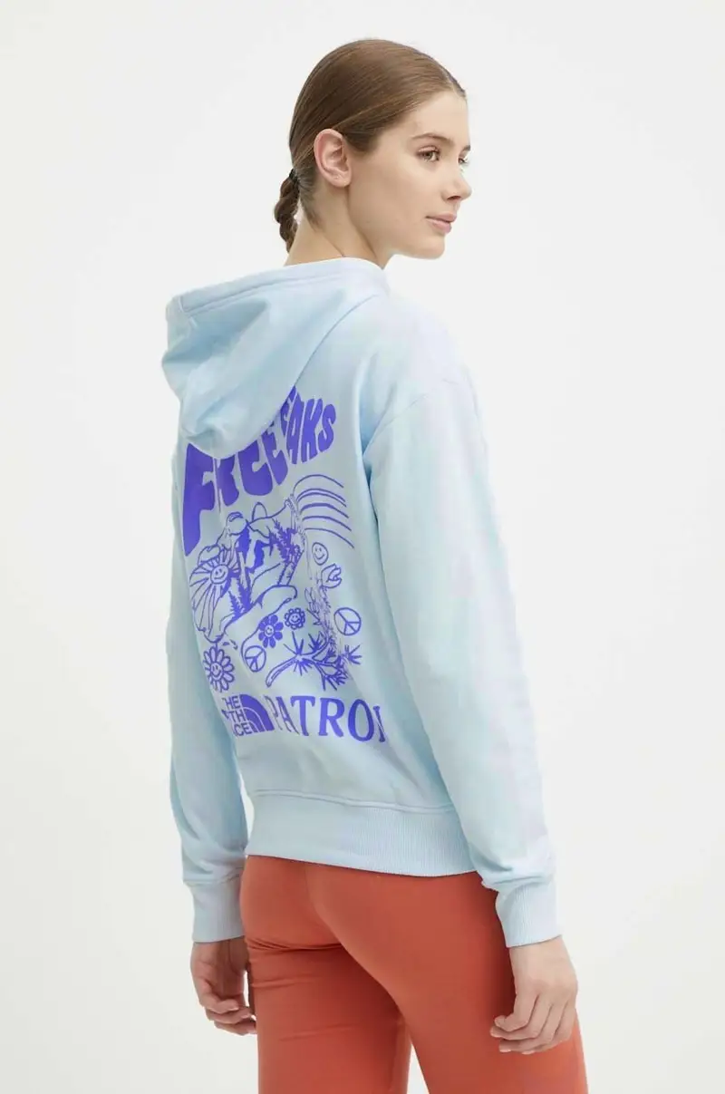 felpa in cotone donna colore blu con cappuccio NF0A87DYO0R1 miniatura 3