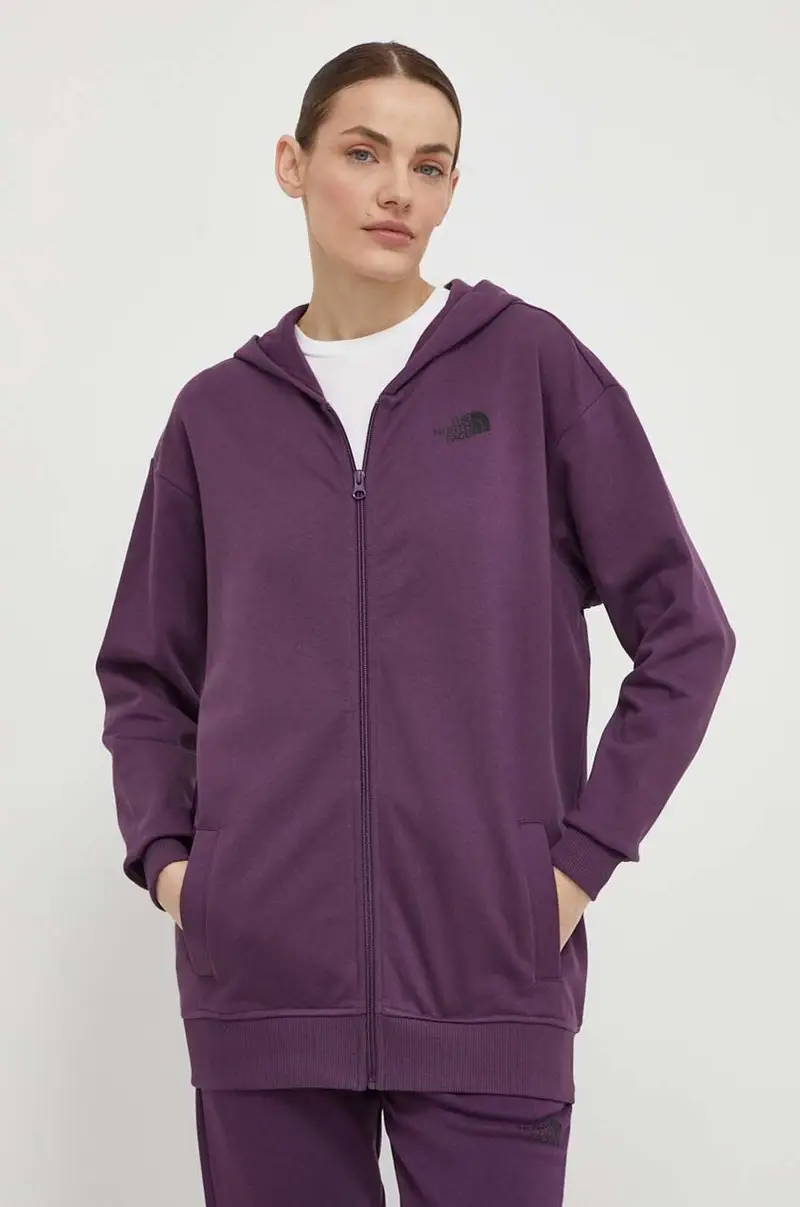 felpa in cotone donna colore violetto con cappuccio NF0A87E3V6V1