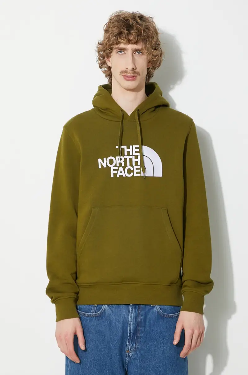 felpa in cotone Drew Peak Pullover Hoodie uomo colore verde con cappuccio con applicazione NF00AHJYPIB1