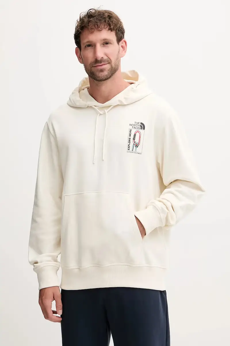 felpa in cotone Explore Gear Relaxed uomo colore beige con cappuccio NF0A8F2KQLI1 miniatura 3